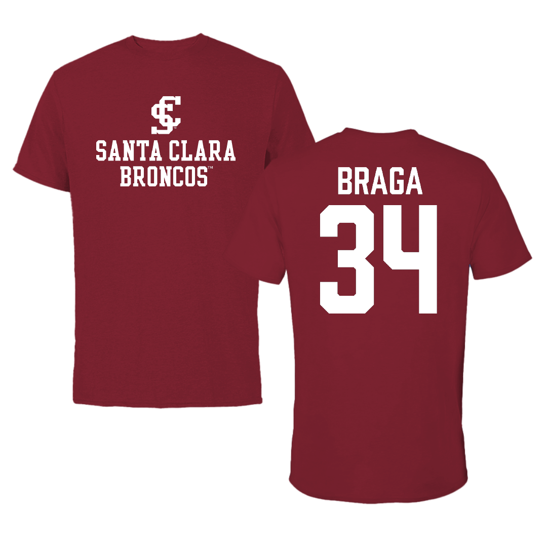 Santa Clara University Baseball Cardinal Tee - #34 Vincent Braga