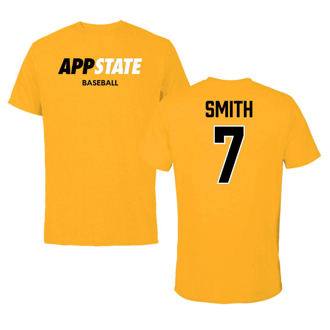 Appalachian State University Baseball Gold Performance Tee - #7 Steven Smith