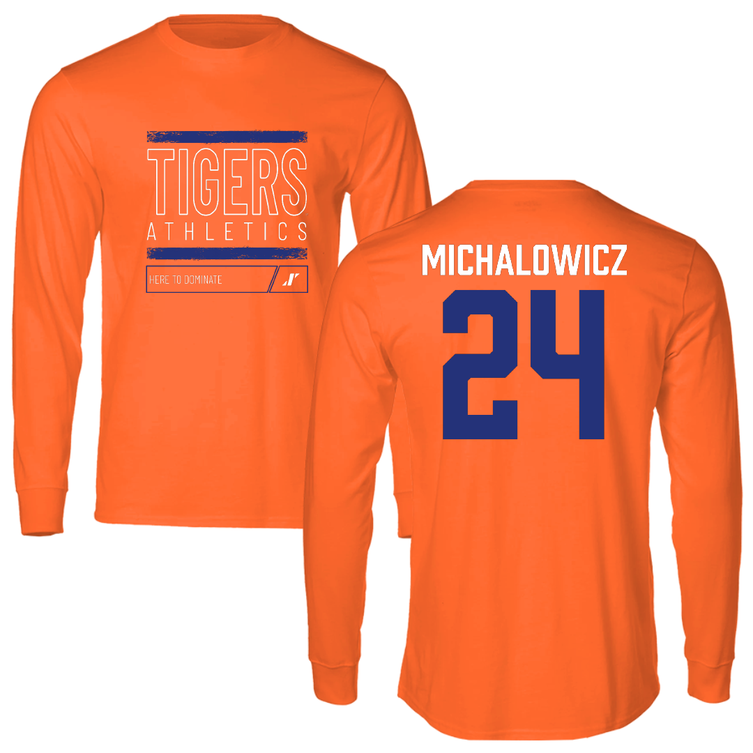 Savannah State University Baseball Orange Dominate Performance Long Sleeve - #24 Will Michalowicz