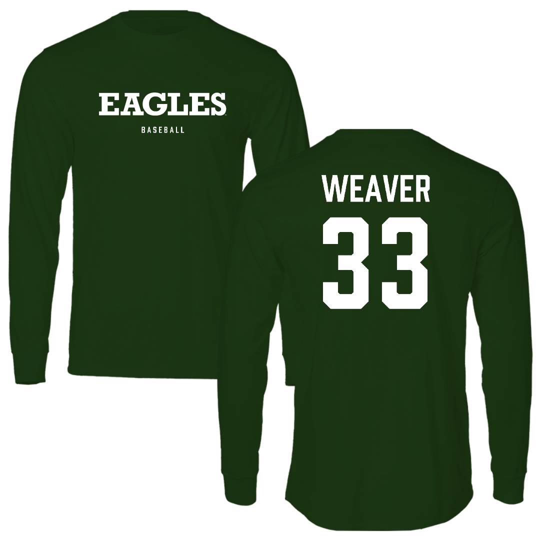 Eastern Michigan University Baseball Forest Green Long Sleeve - #33 Nick Weaver