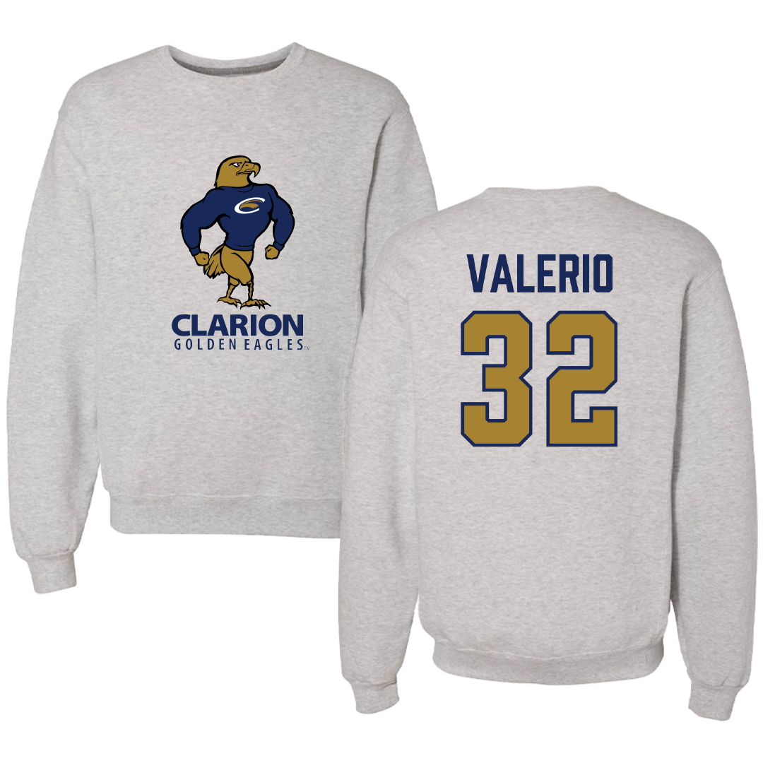PennWest Clarion Soccer Light Gray Crewneck - #32 Mia Valerio