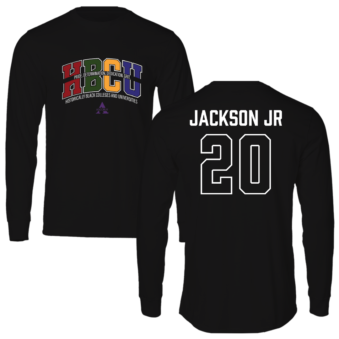 Alcorn State University Baseball Black HBCU Performance Long Sleeve - #20 Kevin Jackson Jr