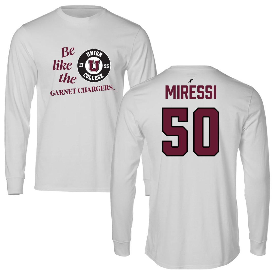 Union College Baseball Light Gray Be Like Us Performance Long Sleeve - #50 Ryan Miressi