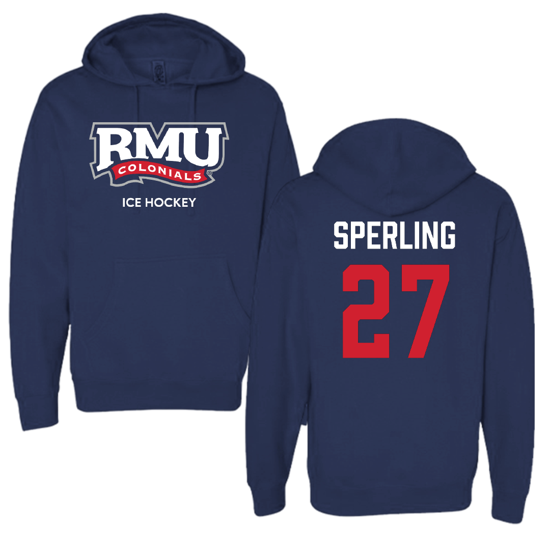 Robert Morris University Ice Hockey (W) Navy Hoodie - #27 Chace Sperling