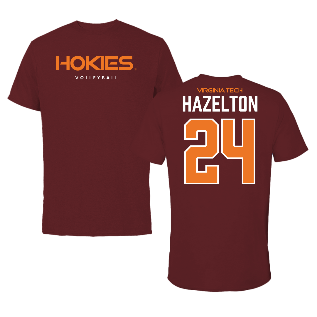 Virginia Tech Volleyball Maroon Performance Tee - #24 Reese Hazelton