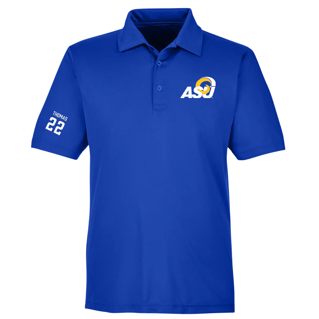 Angelo State University Football Blue Polo - #22 Donovan Thomas