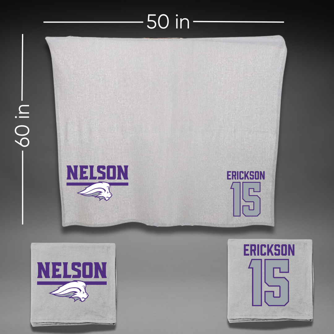 Nelson University Basketball Gray Blanket - #15 Landree Erickson