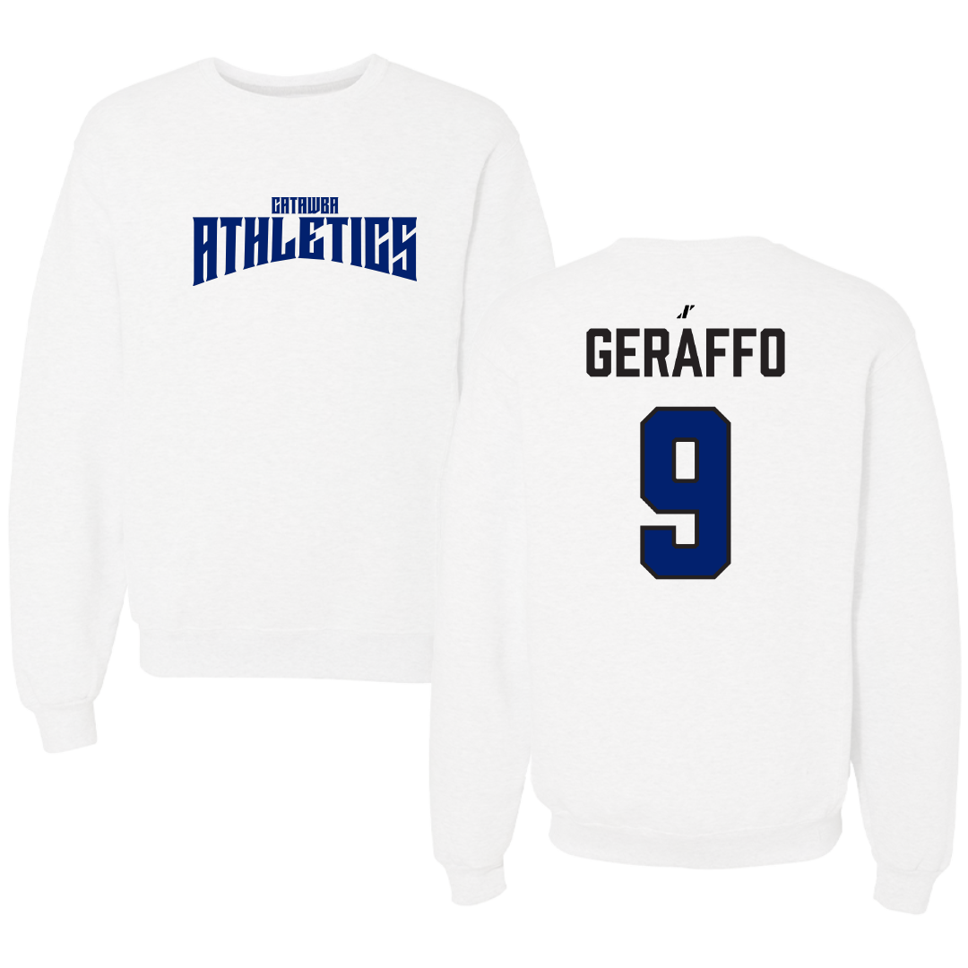Catawba College Lacrosse White Classic Crewneck - #9 Peter Geraffo