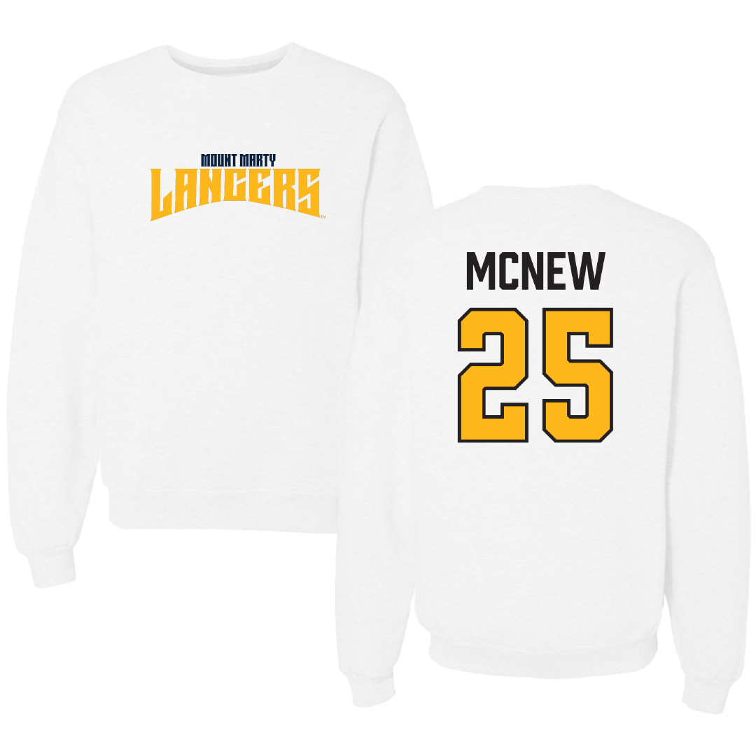 Mount Marty University Softball White Classic Crewneck - #25 Ella McNew