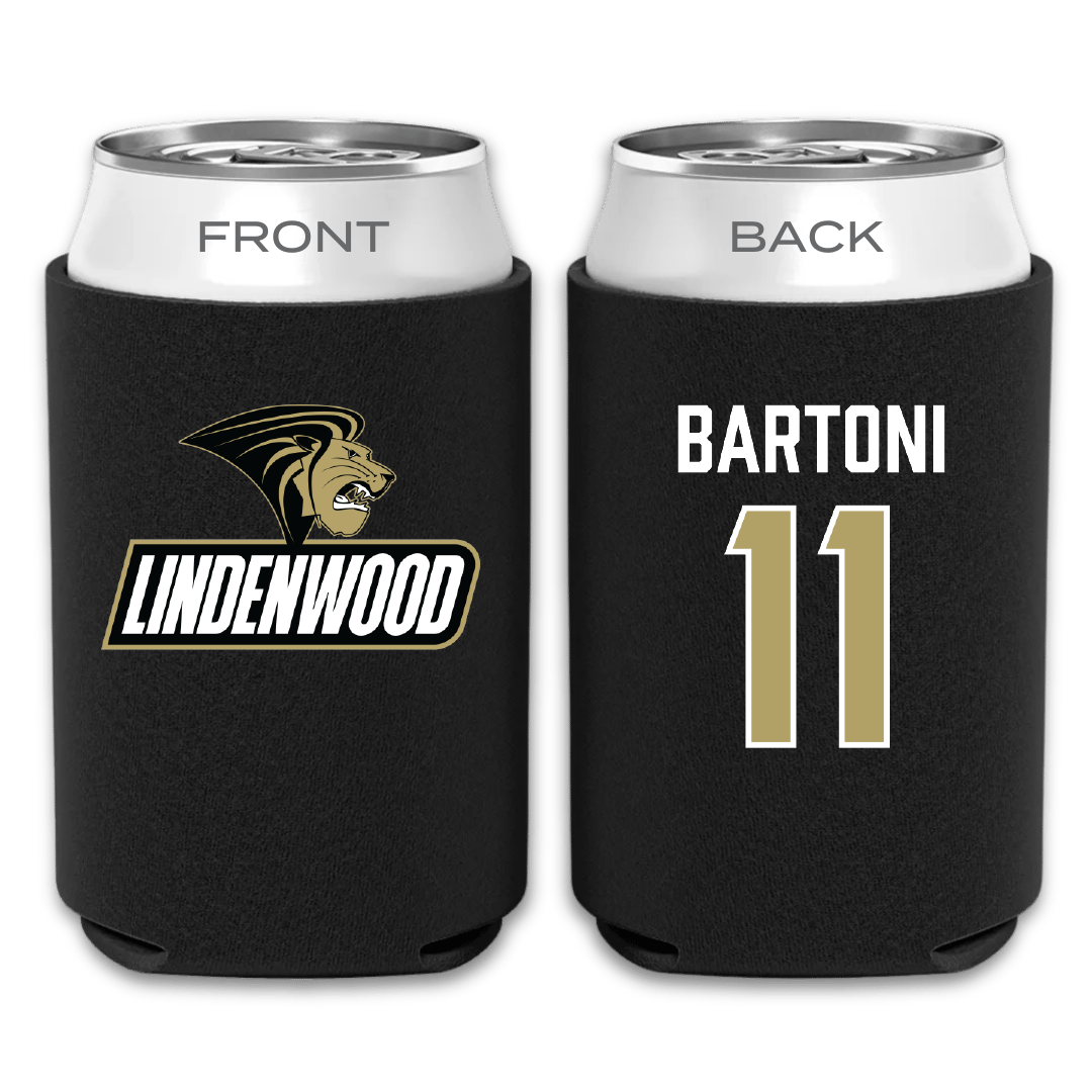 Lindenwood University Soccer (M) Black Can Cooler - #11 Luca Bartoni