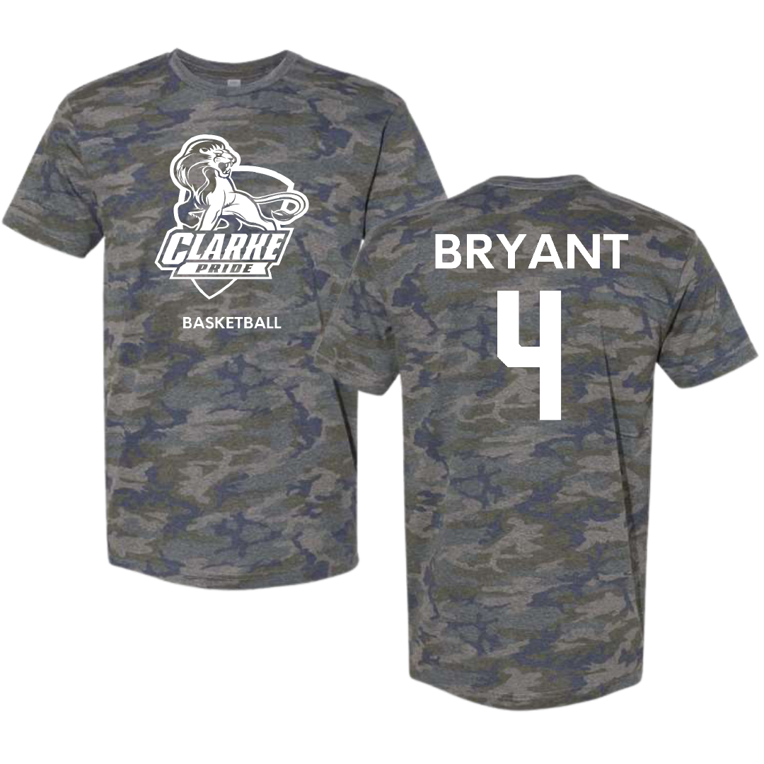 Clarke University Basketball (M) Vintage Camo Tee - #4 Nick Bryant