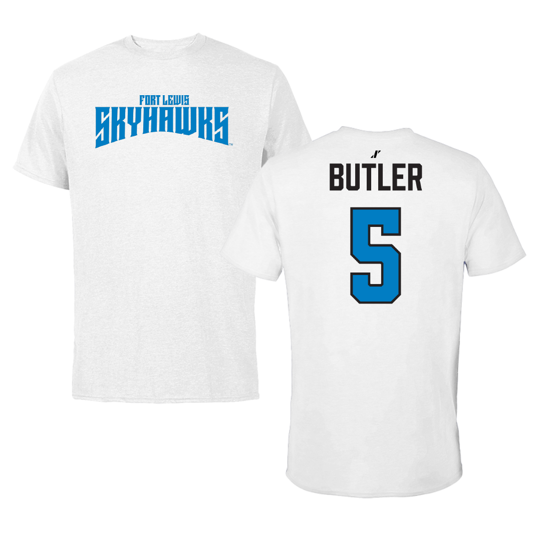 Fort Lewis College Football White Classic Performance Tee - #5 Jack Butler