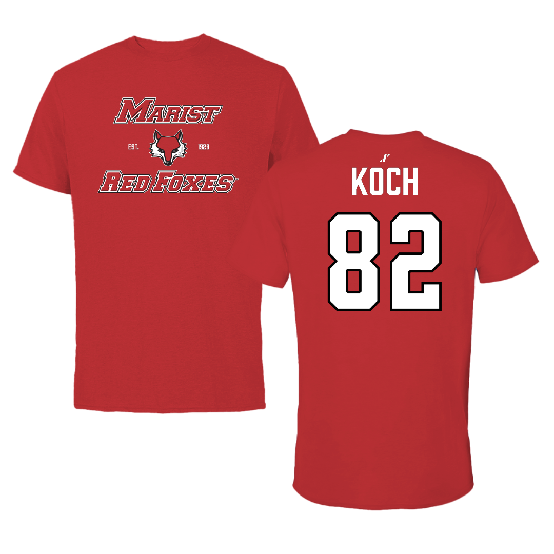 Marist University Football Red General Performance Tee - #82 Lawson Koch