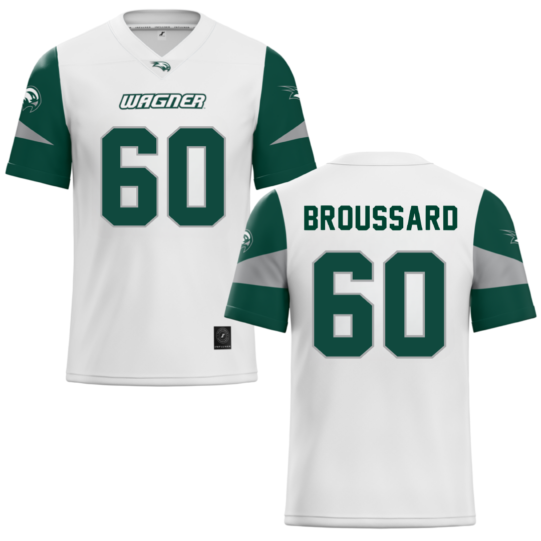 Wagner College White Football Jersey - #60 Jake Broussard