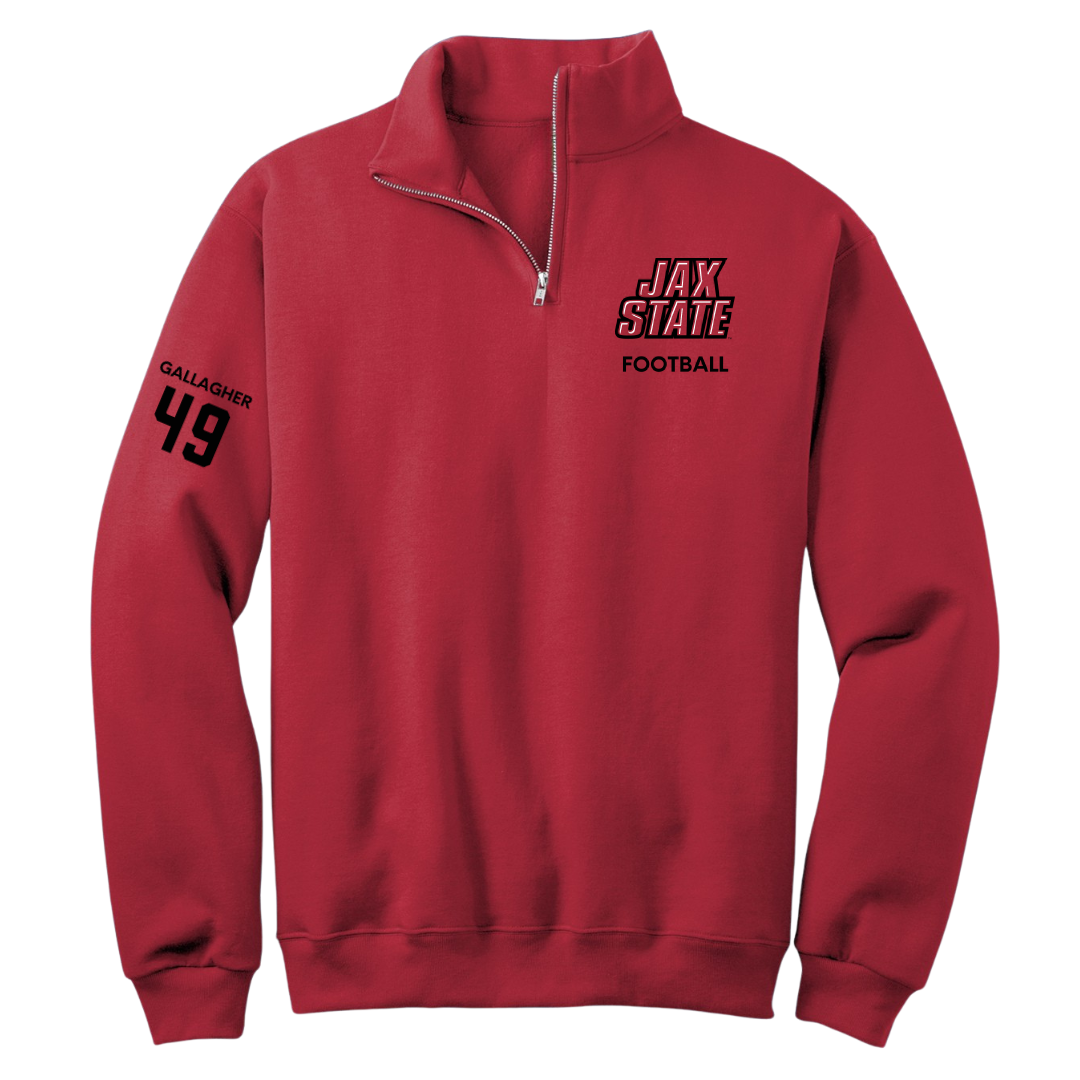 Jacksonville State University Football Red Quarter-Zip - #49 Thaxton Gallagher