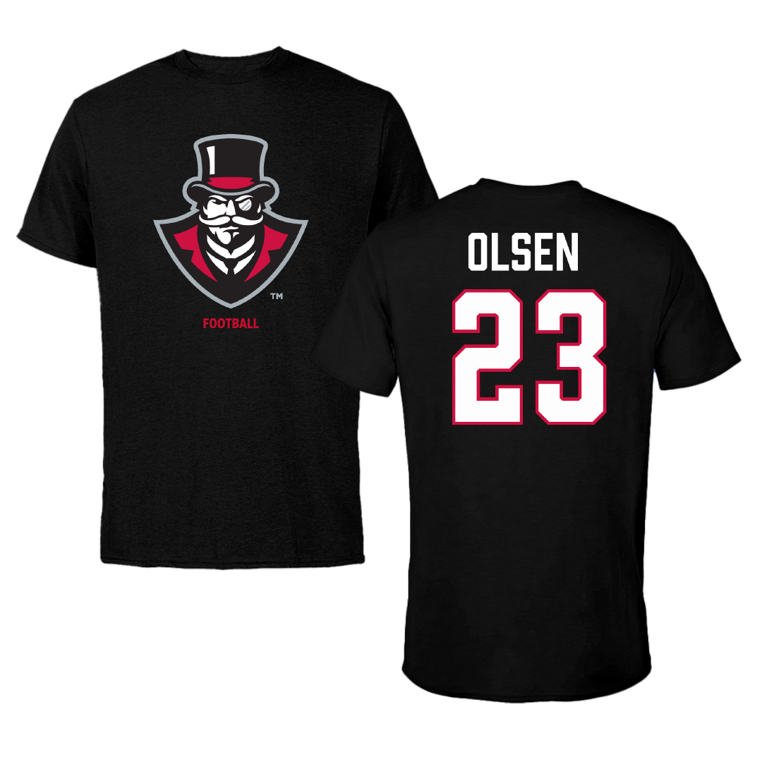 Austin Peay State University Football Black Performance Tee - #23 James  Olsen