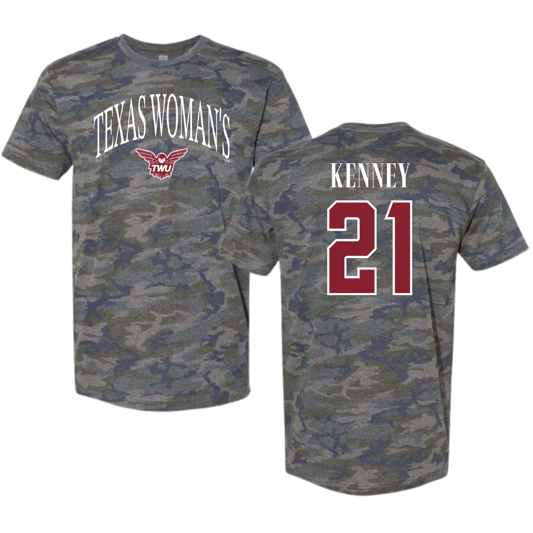 Texas Woman's University STUNT Vintage Camo Tee - #21 Alicia Kenney