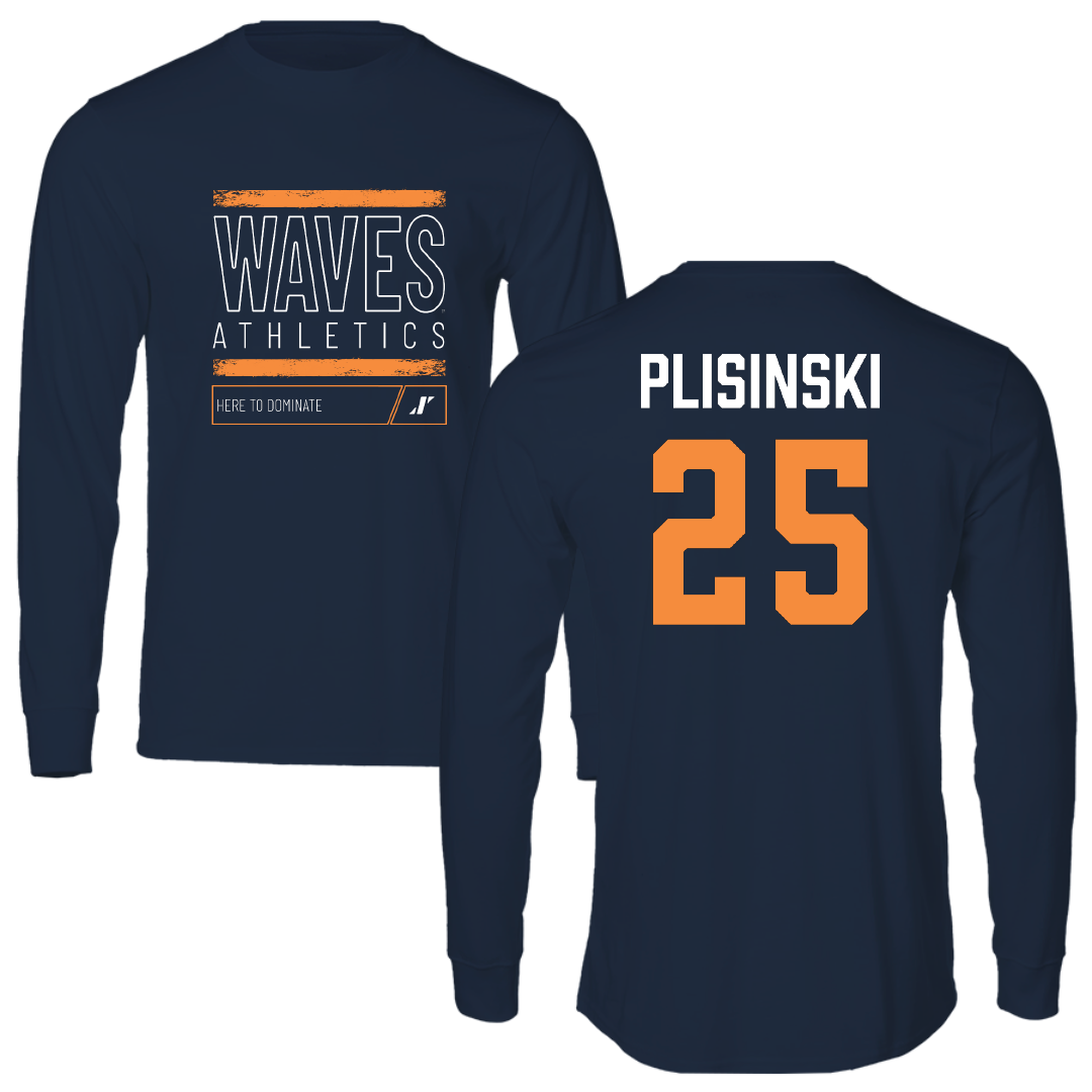 Pepperdine University Baseball Navy Dominate Performance Long Sleeve - #25 Austin Plisinski