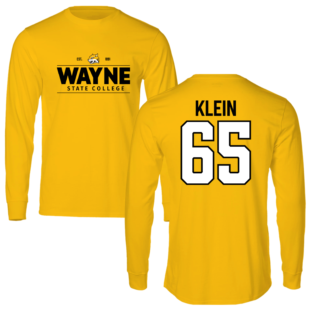 Wayne State College (Nebraska) Football Gold General Performance Long Sleeve - #65 Caleb Klein