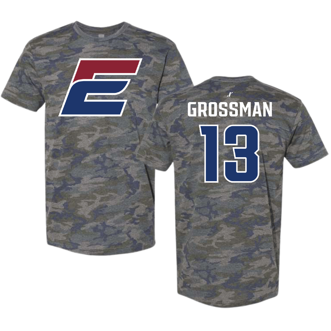 Eastern Connecticut State University Lacrosse (M) Vintage Camo Tee - #13 Josh Grossman