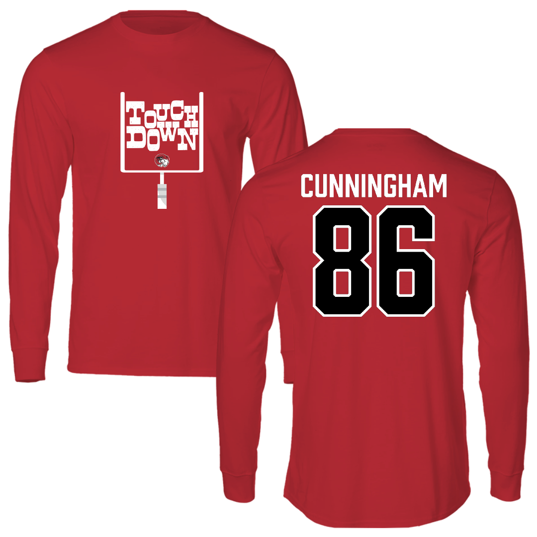 Winston-Salem State University Football Red Touchdown Long Sleeve - #86 Devin Cunningham