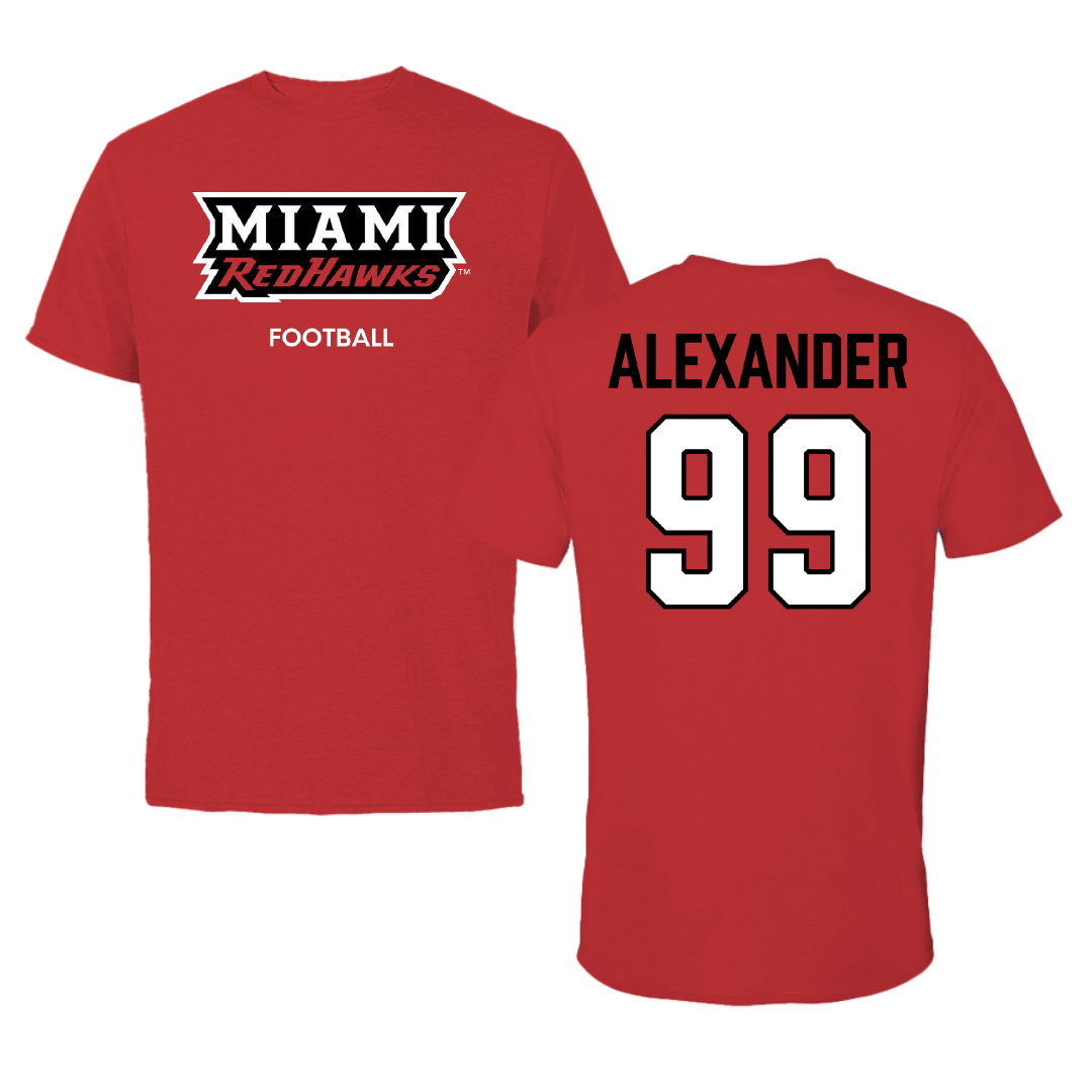 Miami University (Ohio) Football Red Tee - #99 Oyeka Alexander