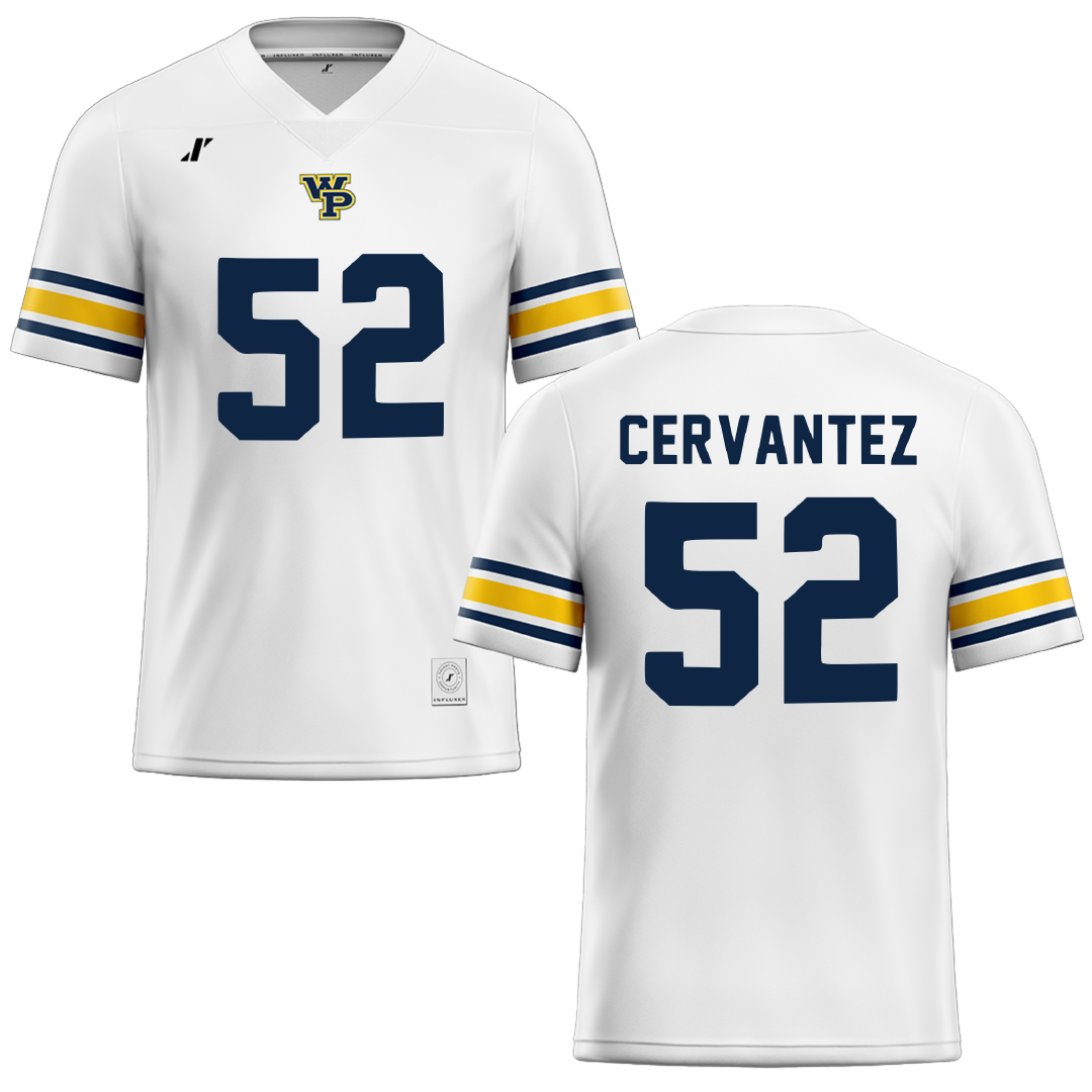 William Penn University White Football Jersey - #52 Dylan Cervantez
