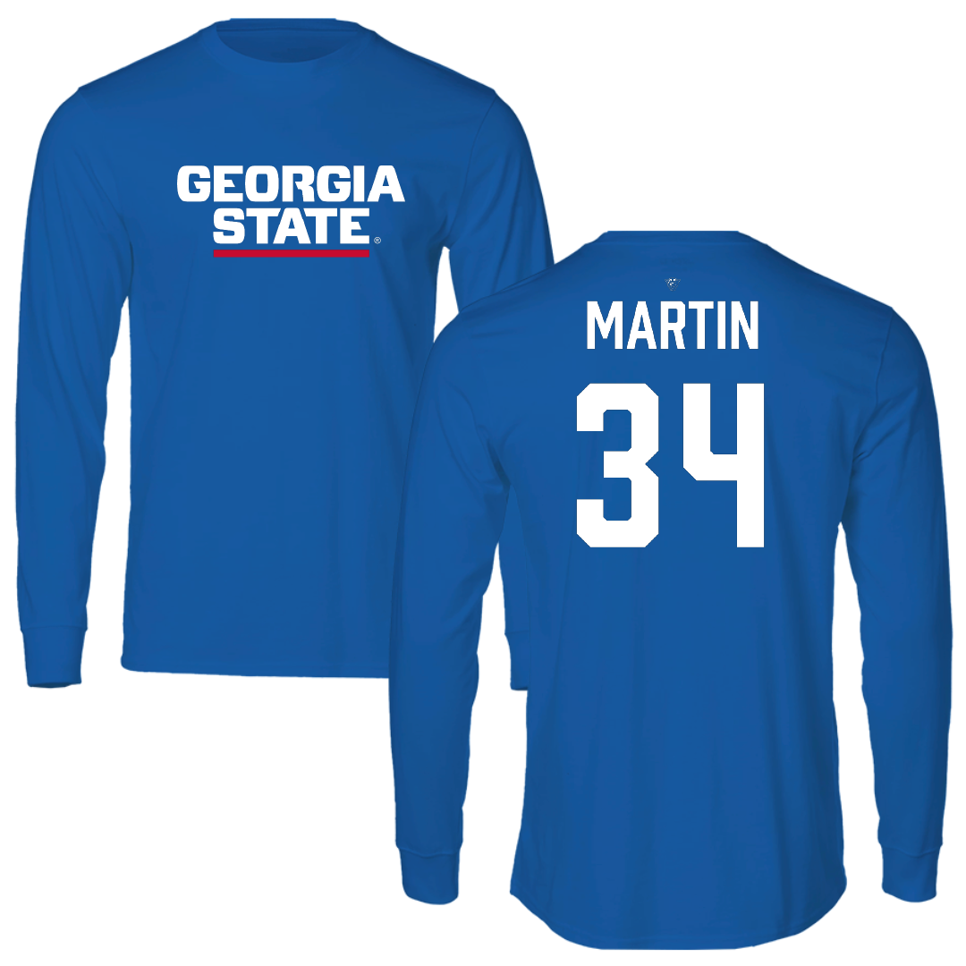 Georgia State University Baseball Blue Long Sleeve - #34 Jayden Martin