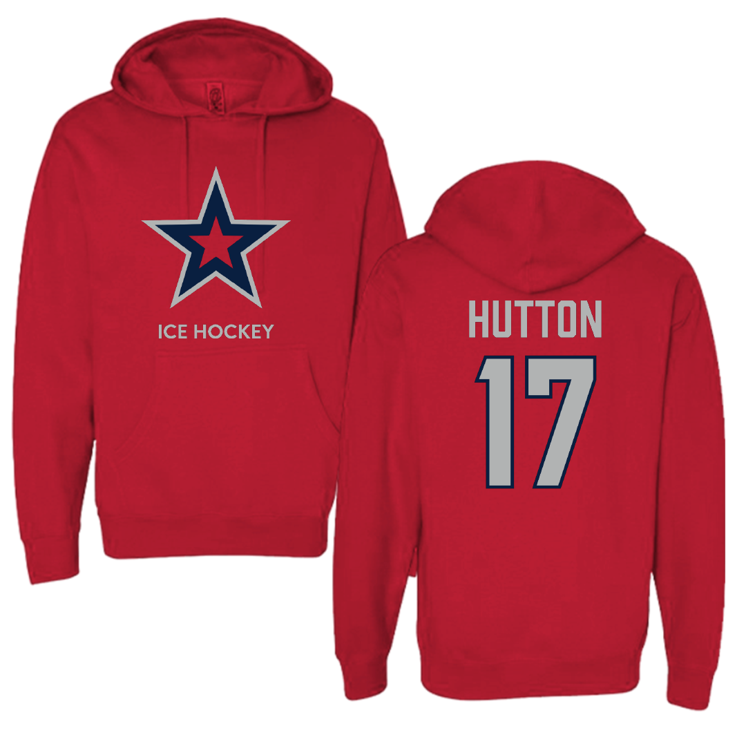 Robert Morris University Ice Hockey (M) Red Mascot Hoodie - #17 Matt Hutton