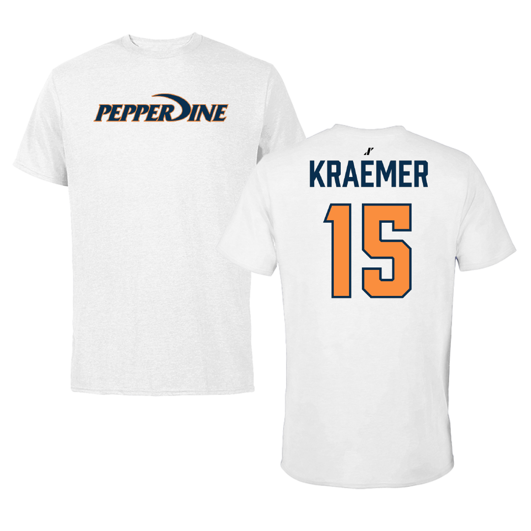 Pepperdine University Baseball White Tee - #15 William Kraemer