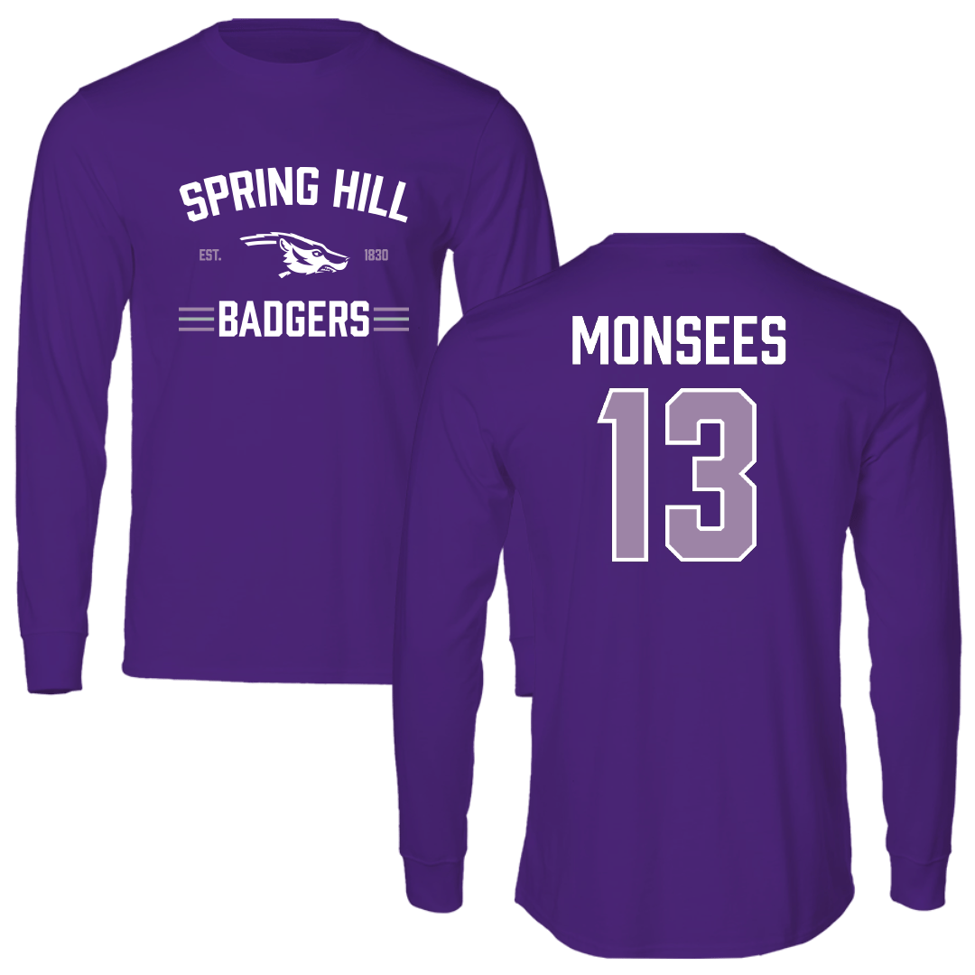 Spring Hill College Baseball Purple General Long Sleeve - #13 Donovan Monsees