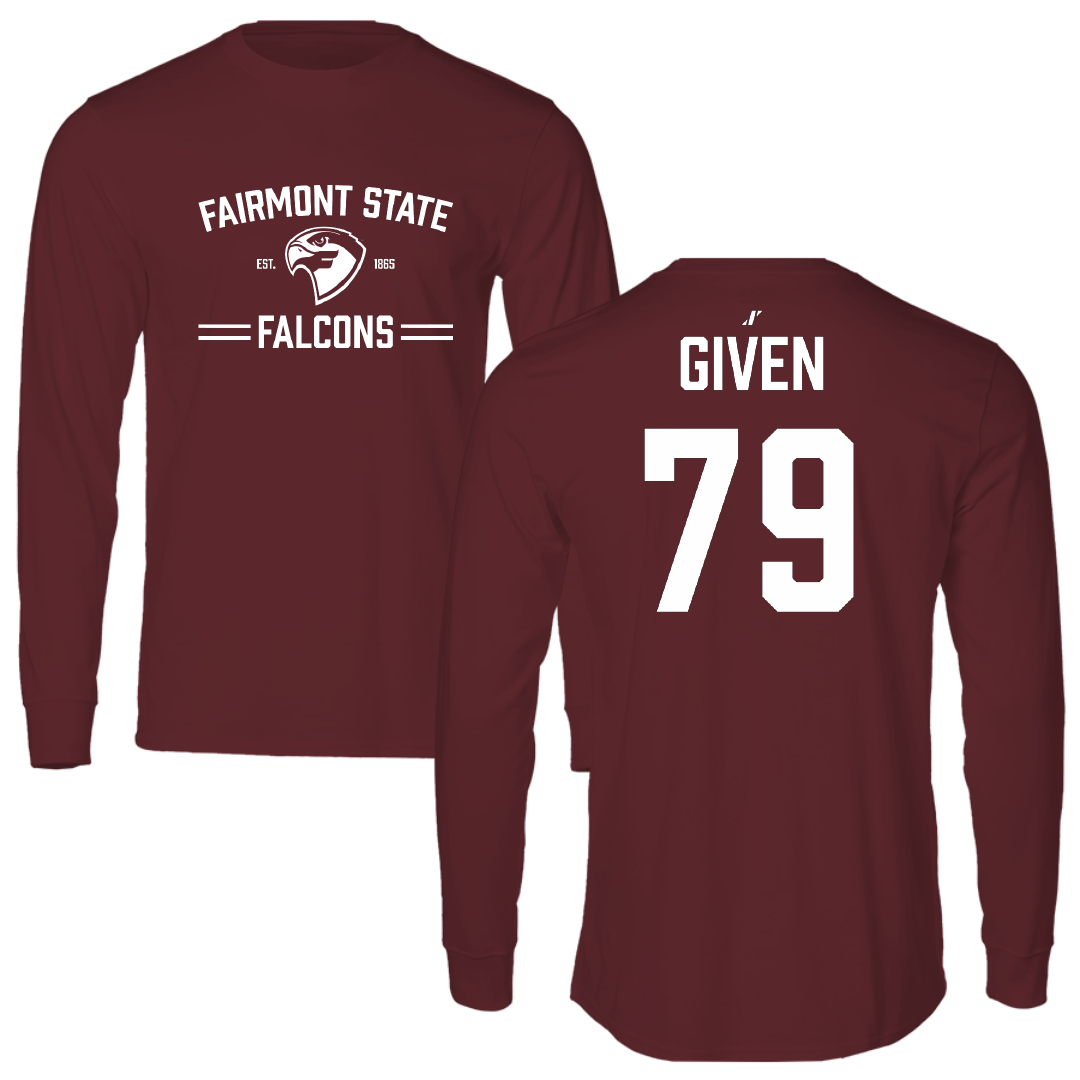 Fairmont State University Football Maroon General Long Sleeve - #79 Luke Given