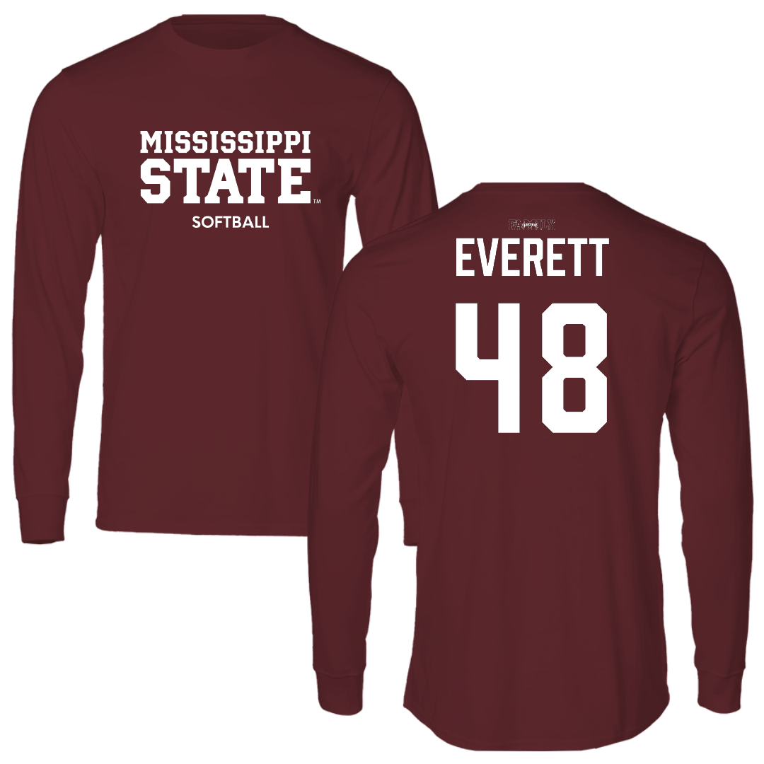 Mississippi State University Softball Maroon Long Sleeve - #48 Delainey Everett