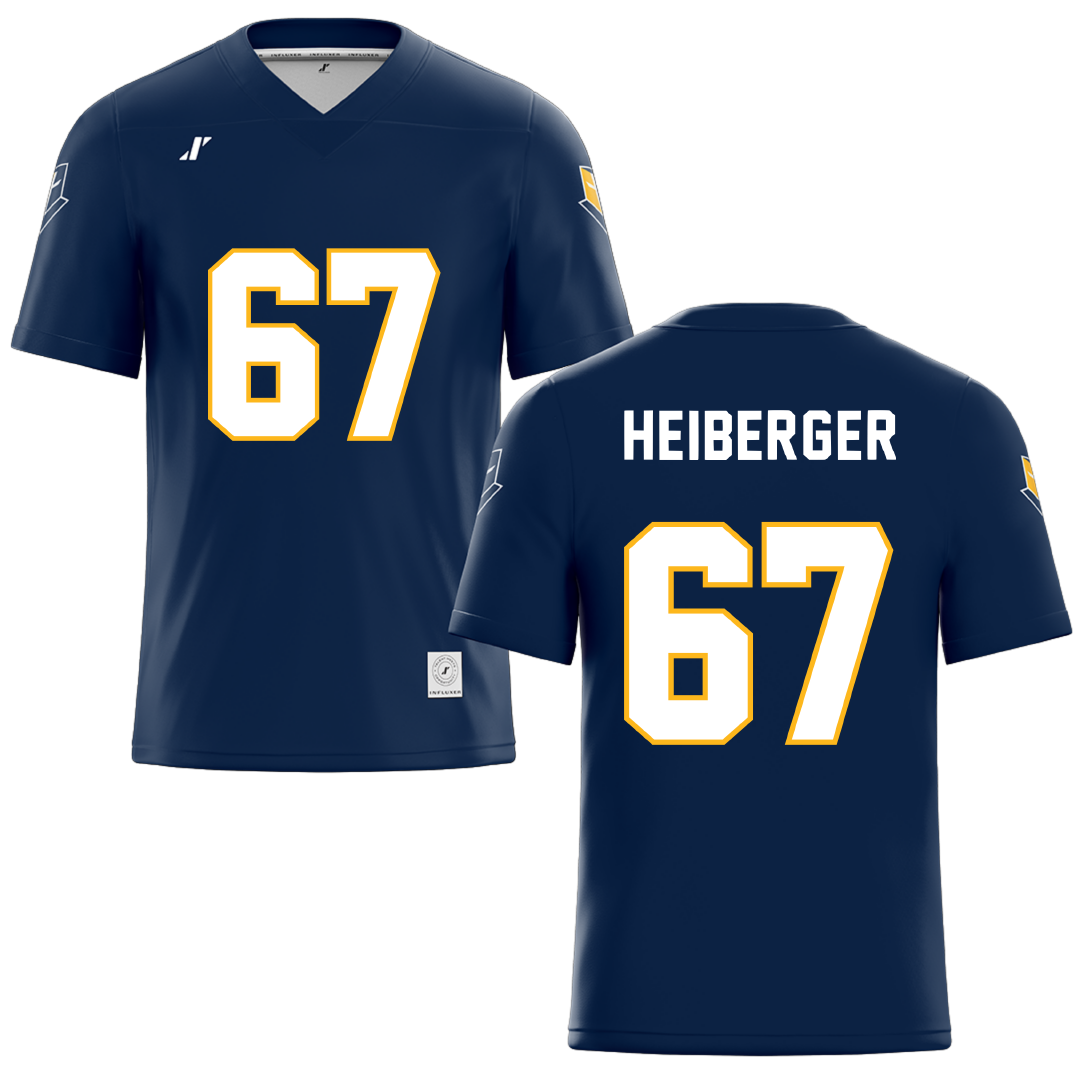 Mount Marty University Navy Football Jersey - #67 Benjamin Heiberger