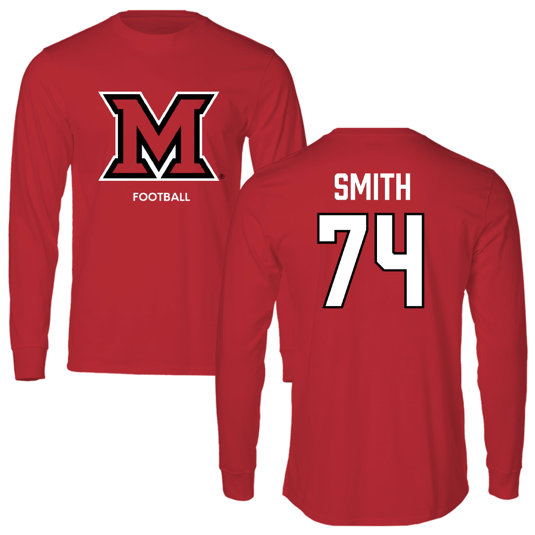 Miami University (Ohio) Football Red Long Sleeve - #74 Greg Smith