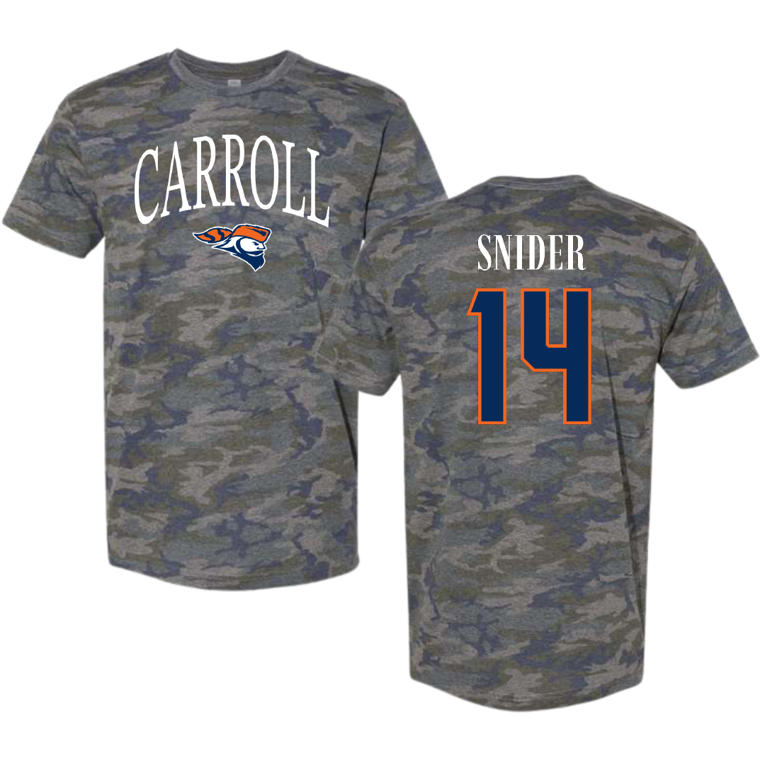 Carroll University Lacrosse (M) Vintage Camo Tee - #14 Nolan Snider