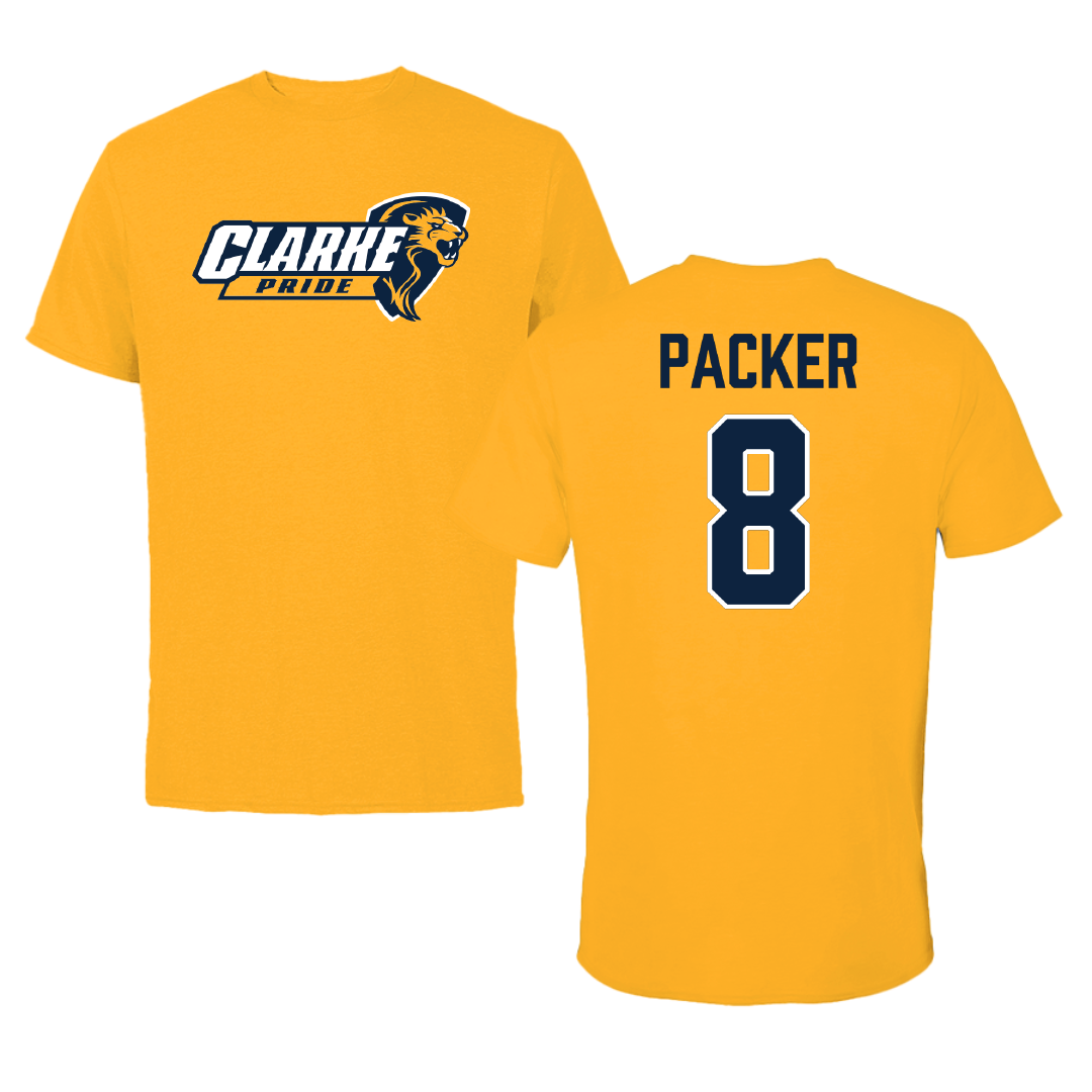 Clarke University Soccer (W) Gold Pride Performance Tee - #8 Hailey Packer