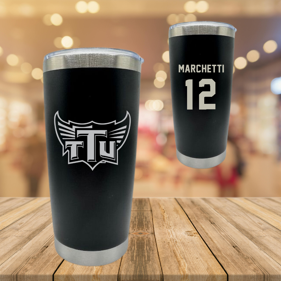 Tennessee Technological University Baseball Black Stainless Steel Tumbler - #12 Anthony Marchetti