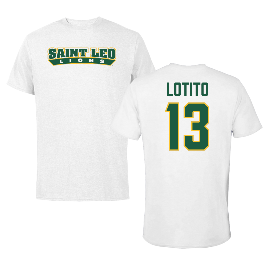 Saint Leo University Soccer (M) White Performance Tee - #13 Tyler Lotito