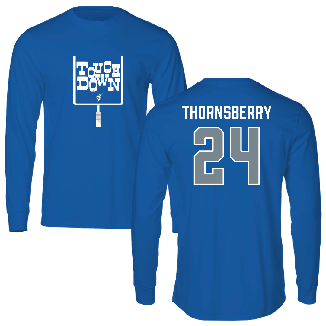 Thomas More University Football Blue Touchdown Performance Long Sleeve - #24 Jacob Thornsberry