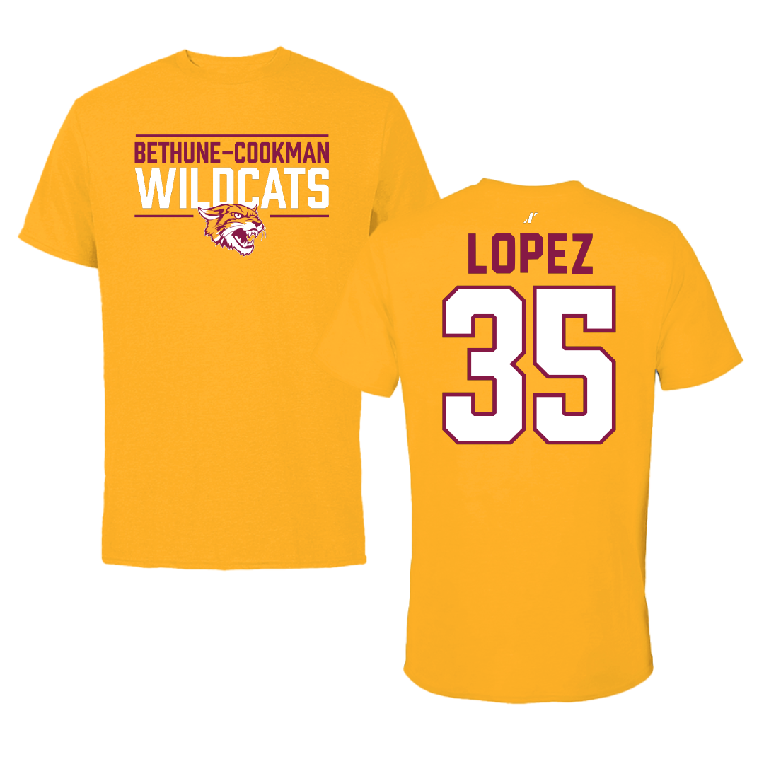 Bethune-Cookman University Baseball Gold General Performance Tee - #35 Angel Lopez