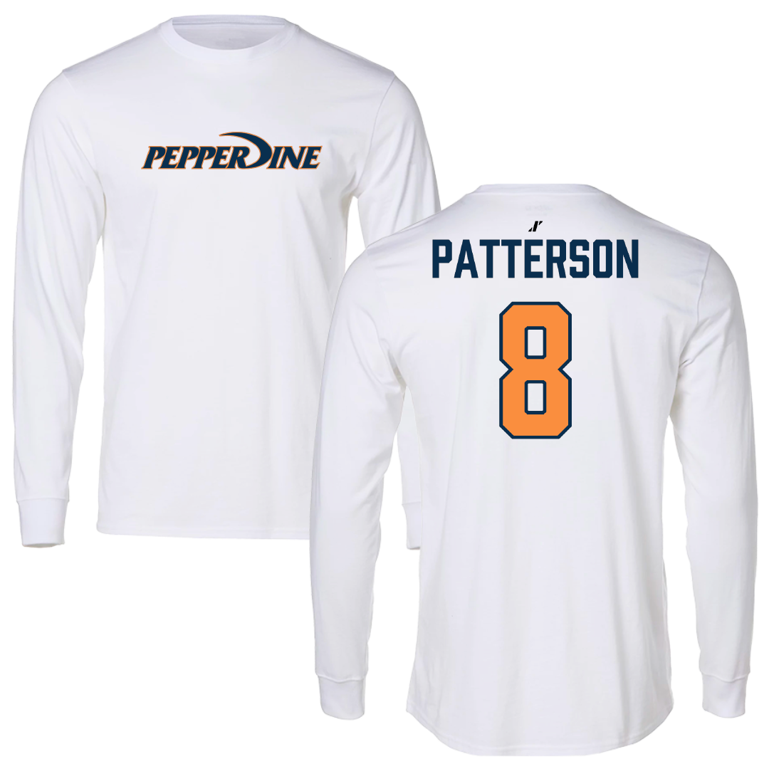 Pepperdine University Baseball White Performance Long Sleeve - #8 Daniel Patterson