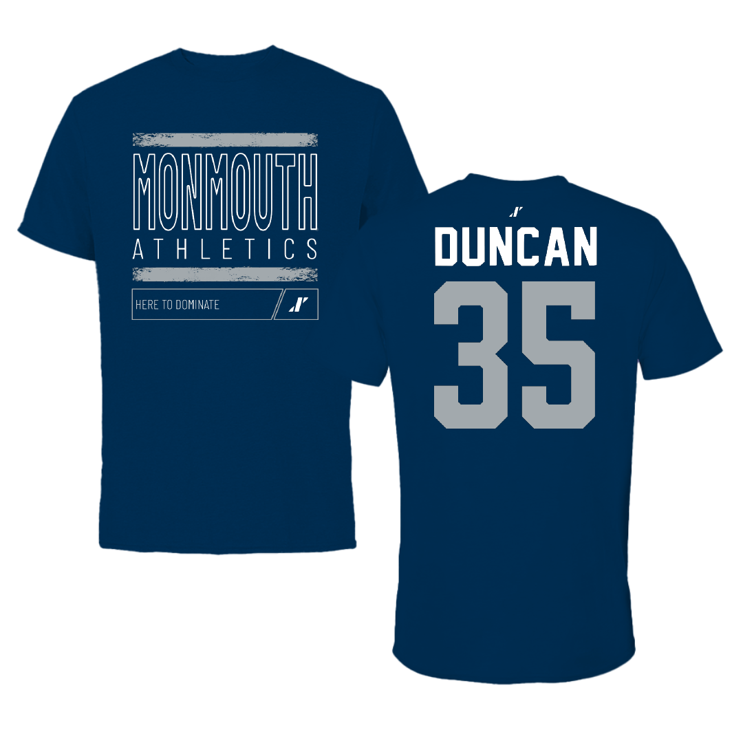 Monmouth University Lacrosse Navy Dominate Performance Tee - #35 Conor Duncan