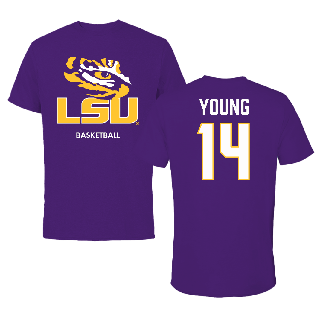 Louisiana State University Basketball (M) Purple Tee - #14 Trace Young