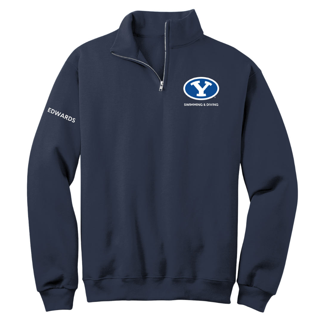 Brigham Young University Swimming & Diving Navy Quarter-Zip - Emerson Edwards