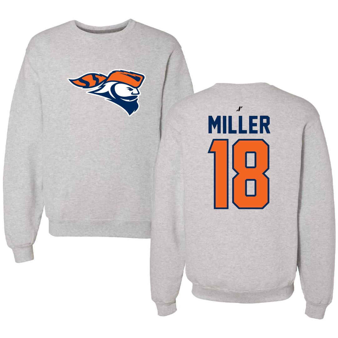 Carroll University Football Light Gray Crewneck - #18 Jonah Miller