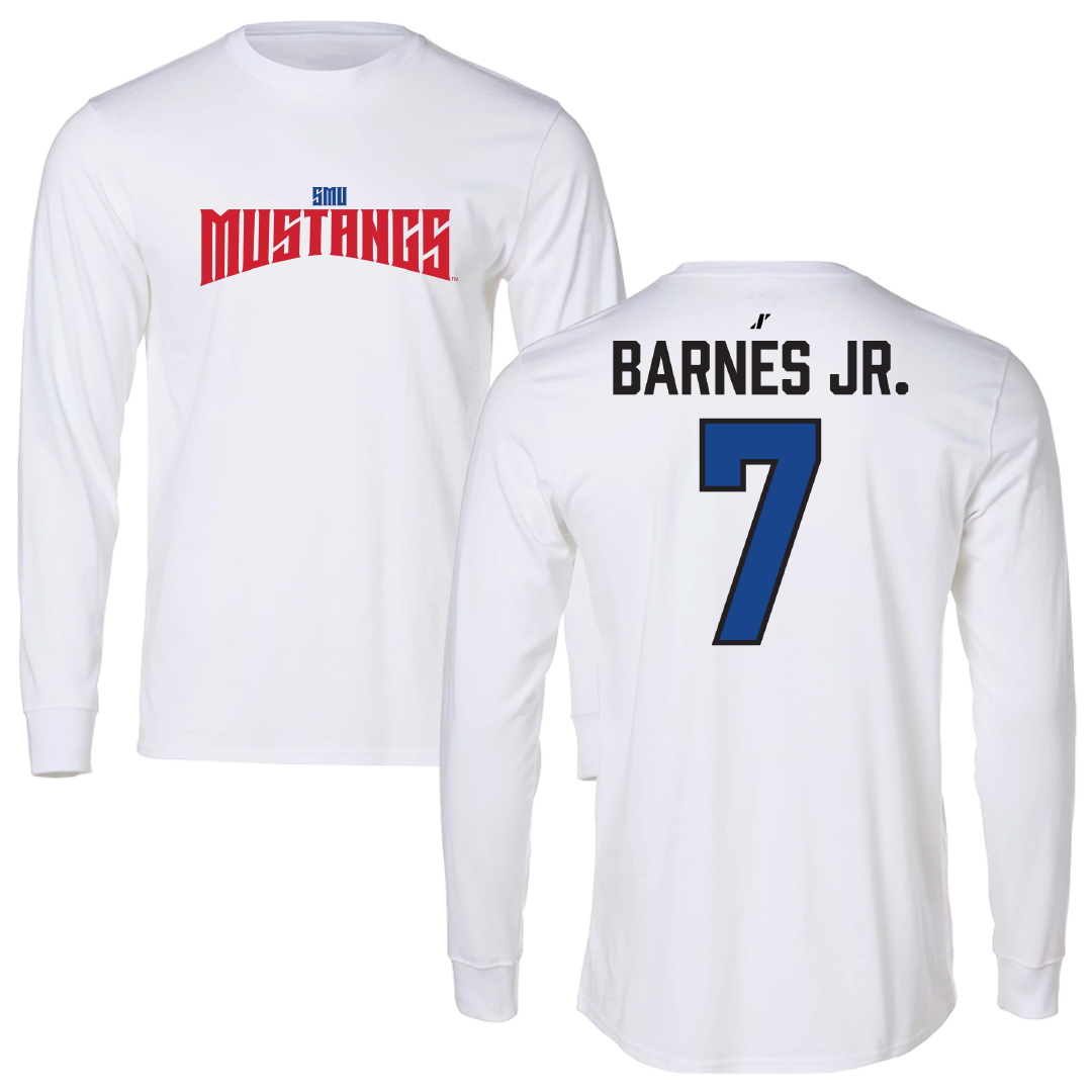 Southern Methodist University Football White Classic Long Sleeve - #7 Marcellus Barnes Jr.