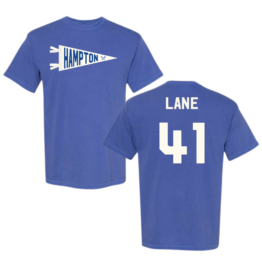 Hampton University Football Blue Pennant Comfort Colors Tee - #41 Daniel Lane