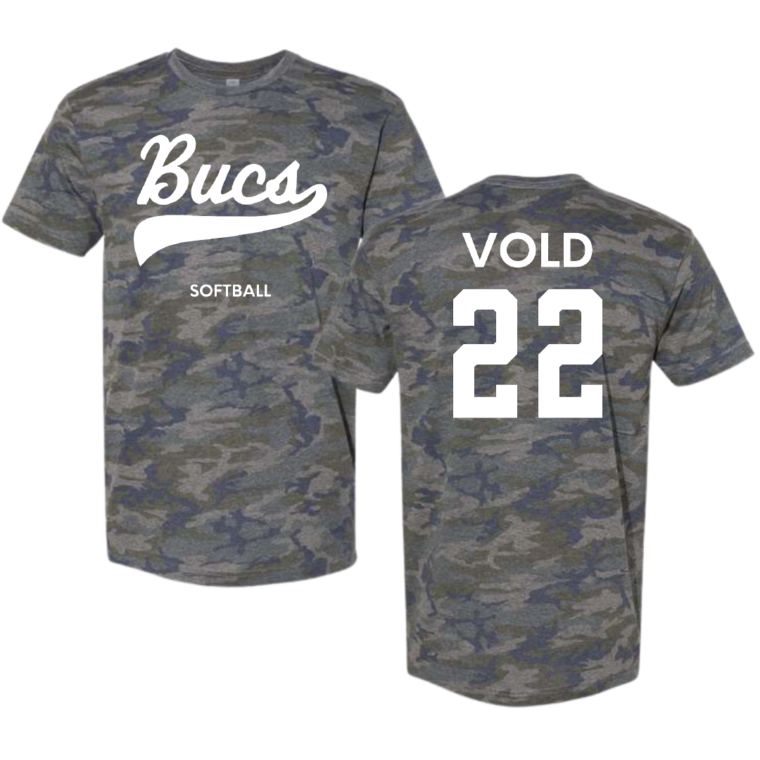 Shelton State Community College Softball Vintage Camo Tee - #22 Lilly Vold