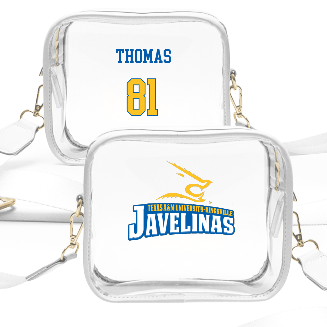 Texas A&M University-Kingsville Football White Clear Stadium Bag - #81 Ivan Thomas